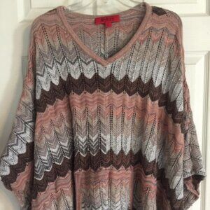 Belle Gray by Lisa Rinna Poncho Sweater Women's Size S New